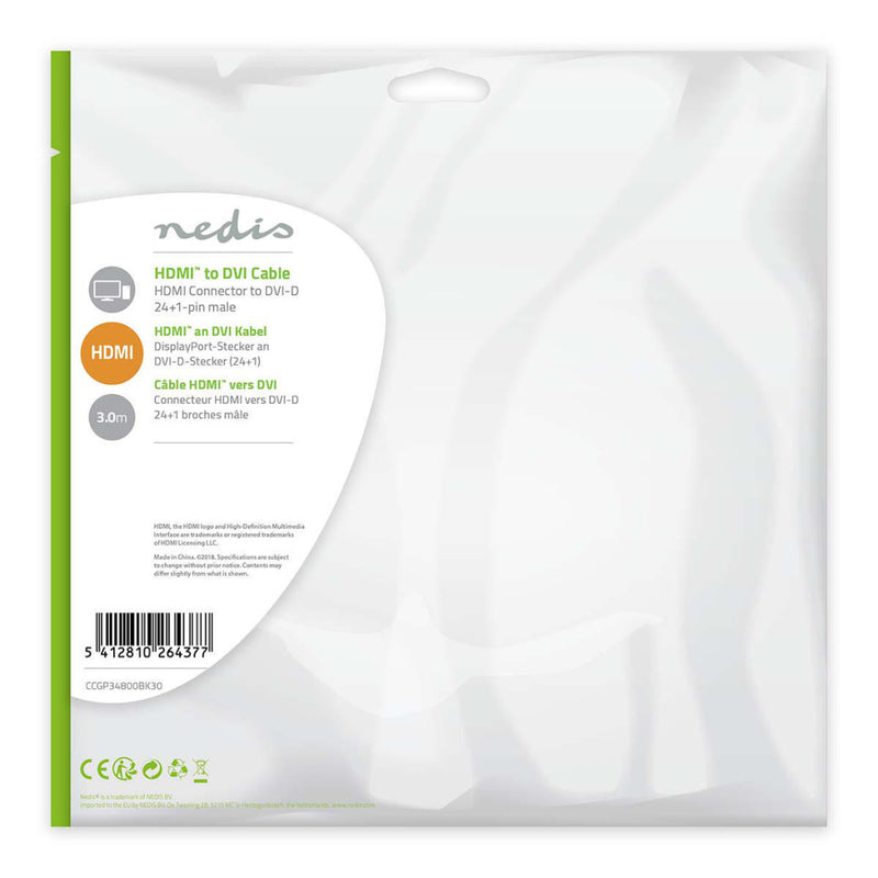 Nedis CCGP34800BK30 Hdmi? - Dvi-kabel Hdmi?-connector - Dvi-d 24+1-pins Male 3,0 M Zwart
