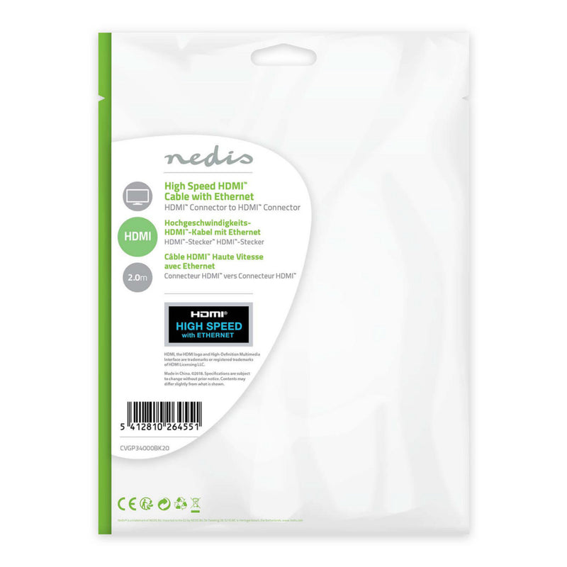 Nedis CVGP34000BK20 High Speed Hdmi?-kabel Met Ethernet Hdmi?-connector - Hdmi?-connector 2,0 M Zwa