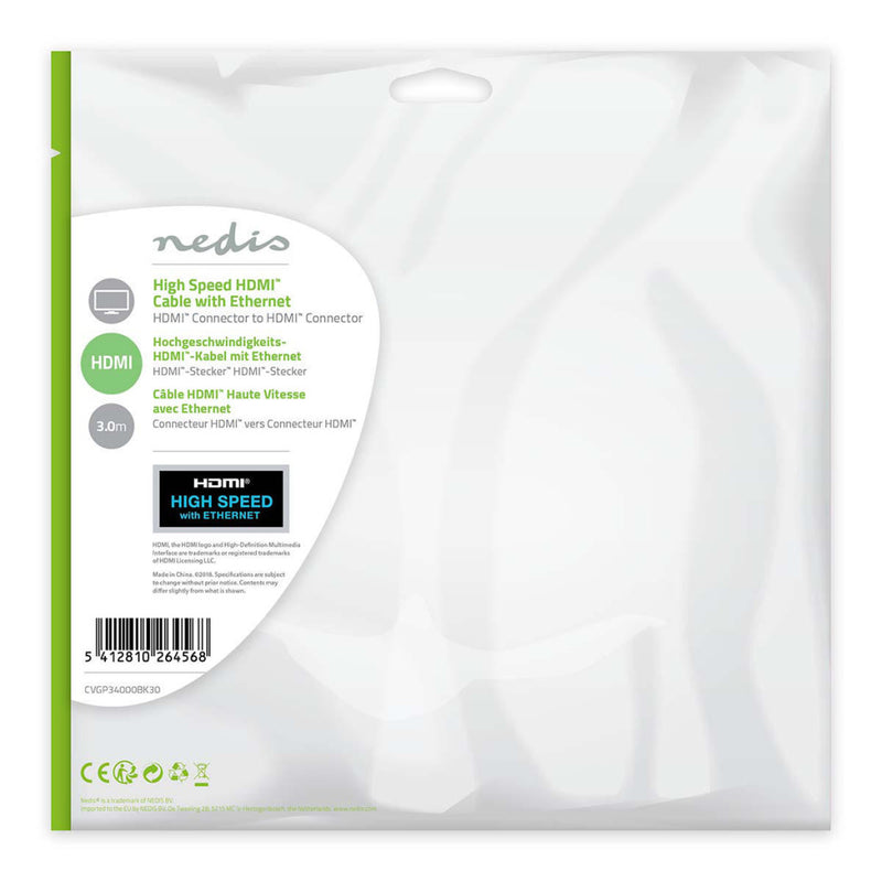 Nedis CVGP34000BK30 High Speed Hdmi?-kabel Met Ethernet Hdmi?-connector - Hdmi?-connector 3,0 M Zwa