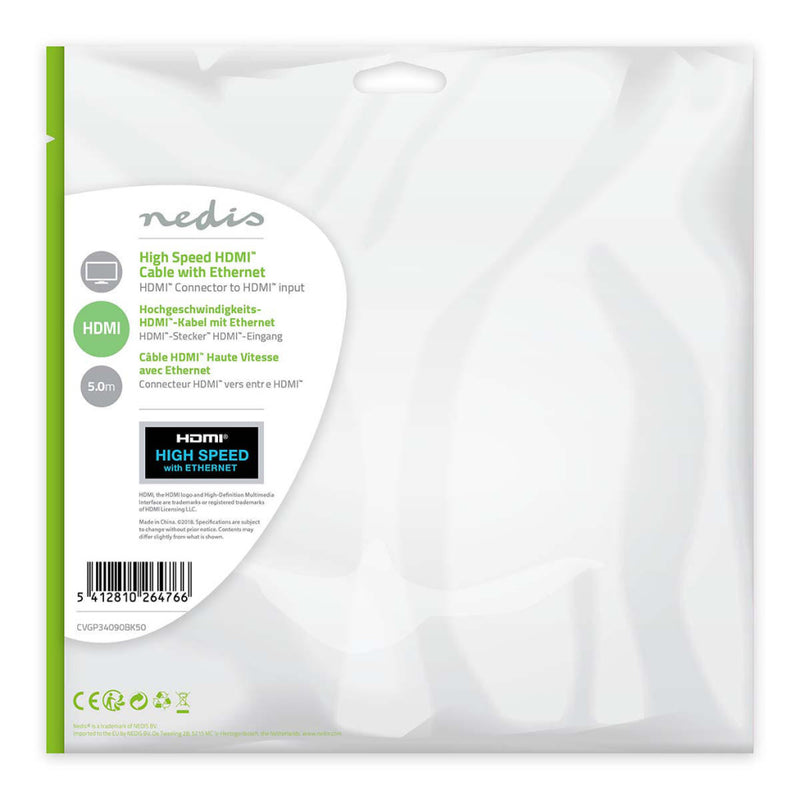 Nedis CVGP34090BK50 High Speed Hdmi?-kabel Met Ethernet Hdmi?-connector - Hdmi? Female 5,0 M Zwart