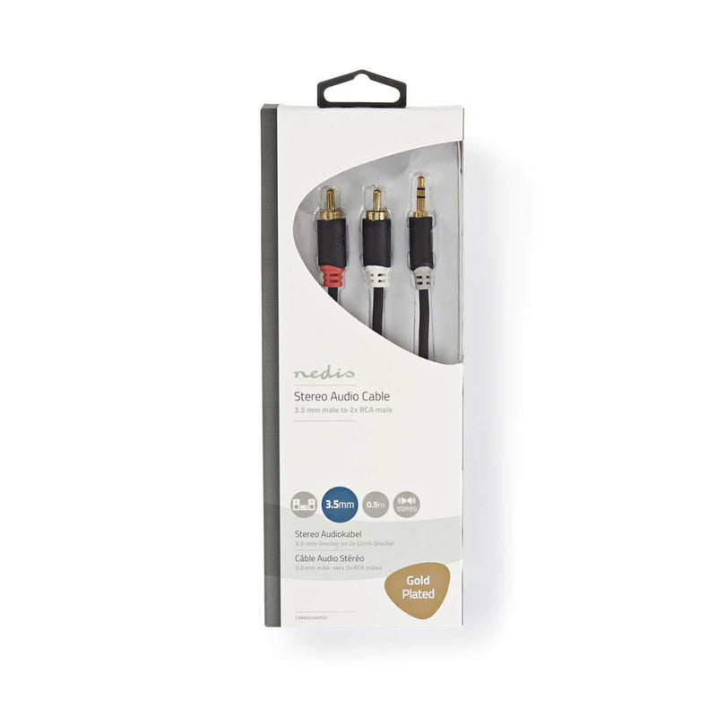 Nedis CABW22200AT05 Stereo Audiokabel 3,5 Mm Male - 2x Rca Male 0,5 M Antraciet