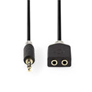 Nedis CABW22100AT02 Stereo Audiokabel 3,5 Mm Male - 2x 3,5 Mm Female 0,2 M Antraciet