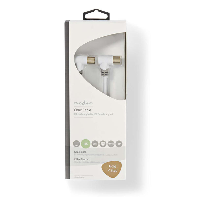 Nedis CSBW40010WT50 Coaxkabel 100 Db Iec (coax) Male Haaks - Iec (coax) Male Haaks 5,0 M Wit