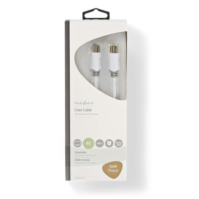 Nedis CSBW40015WT50 Coaxkabel 100 Db Iec (coax) Male Haaks - Iec (coax) Male Haaks 5,0 M Wit