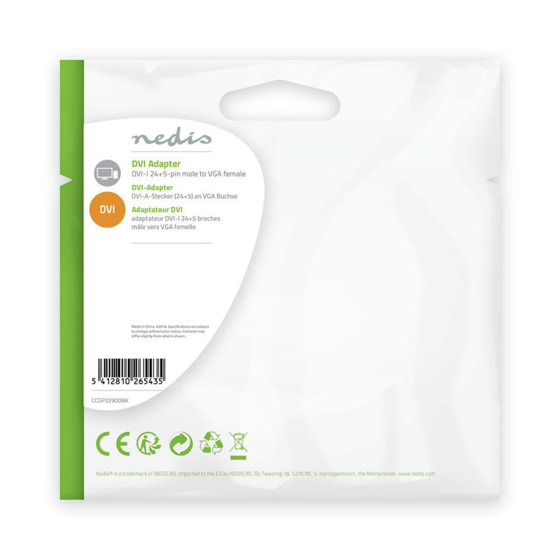 Nedis CCGP32900BK Dvi - Vga-adapter Dvi-i 24+5-pins Male - Vga Female