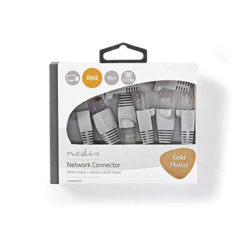 Nedis CCBW89350GY Set Cat 5 Utp-netwerkconnectoren Rj45 Male - Vrije Trekontlasting 10 Stuks Grijs