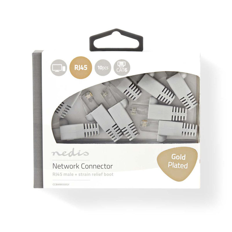 Nedis CCBW89355GY Set Cat 6 Utp-netwerkconnectoren Rj45 Male - Vrije Trekontlasting 10 Stuks Grijs