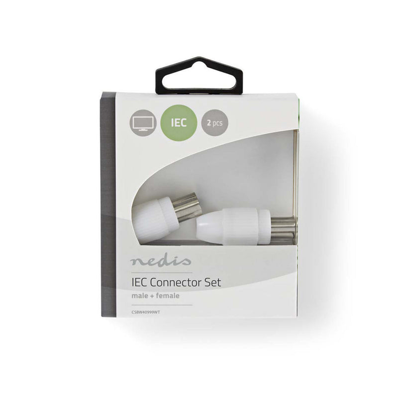 Nedis CSBW40999WT Iec (coax) -connector Male + Female - Recht 2 Stuks Wit