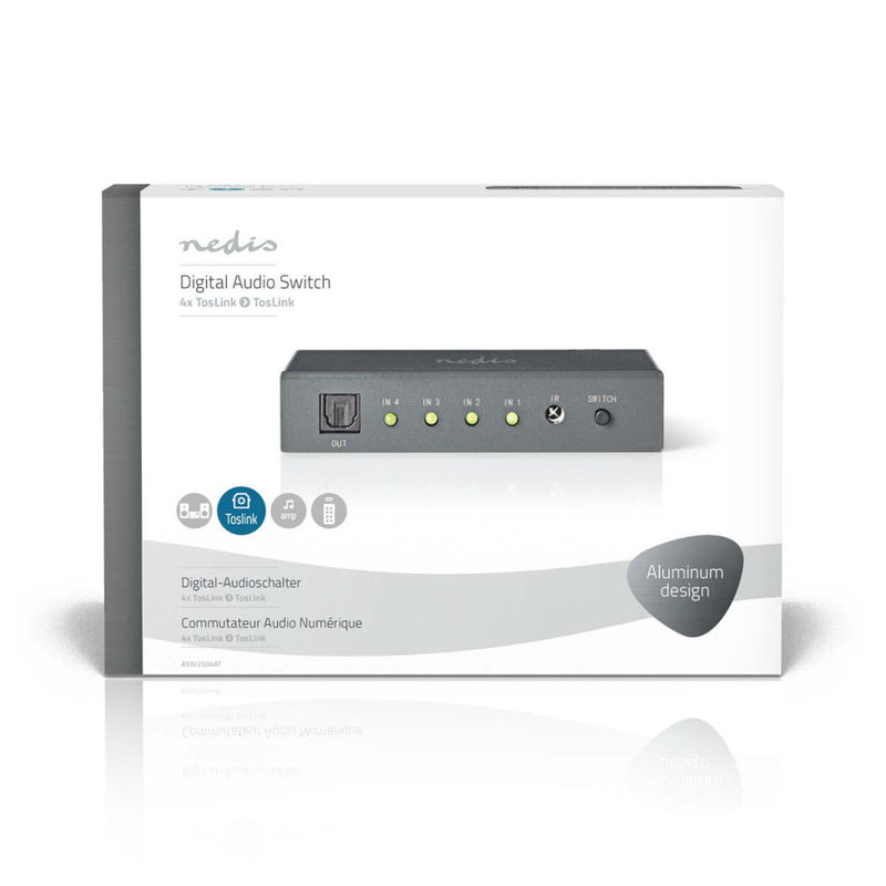 Nedis ASWI2504AT Optische Audioswitch 4-poorts - 4x Toslink-ingang 1x Toslink-uitgang