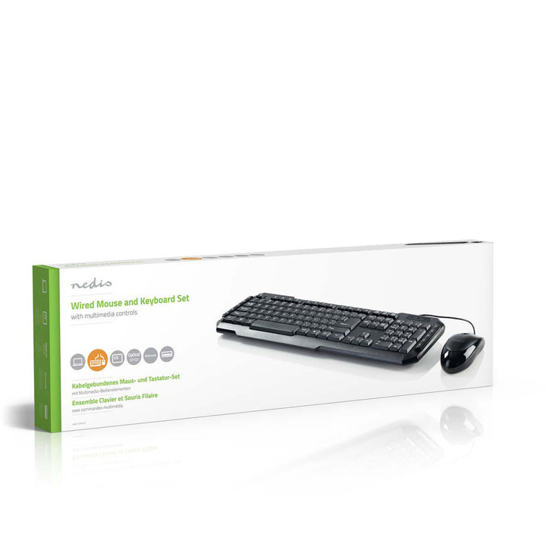Nedis KBMC100BKUS Set Bedrade Muis En Toetsenbord 800-dpi Muis Us International