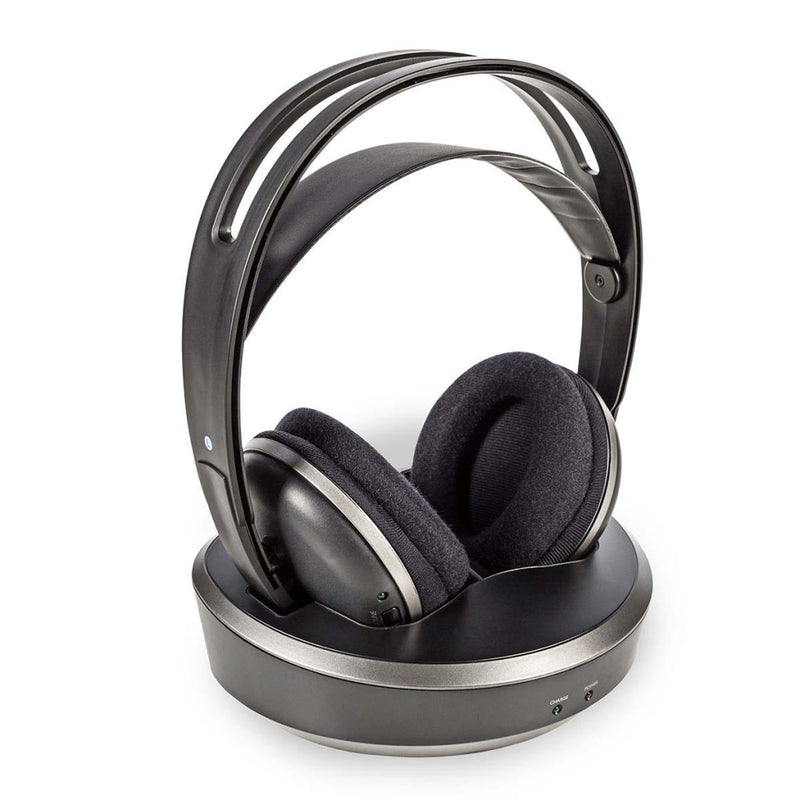 Nedis HPRF210BK Draadloze Hoofdtelefoon Radiofrequent (rf) Over-ear Oplaadstation Zwart / Zilver
