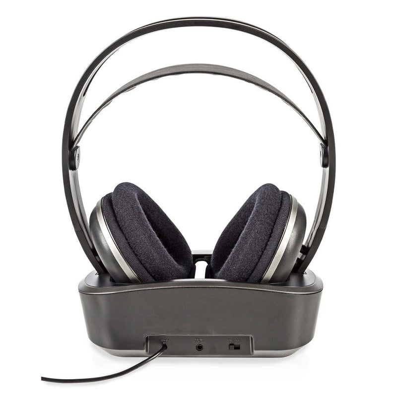 Nedis HPRF210BK Draadloze Hoofdtelefoon Radiofrequent (rf) Over-ear Oplaadstation Zwart / Zilver