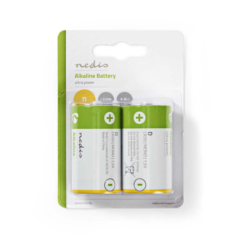 Nedis BAAKLR202BL Alkaline Batterij D 1,5 V 2 Stuks Blister