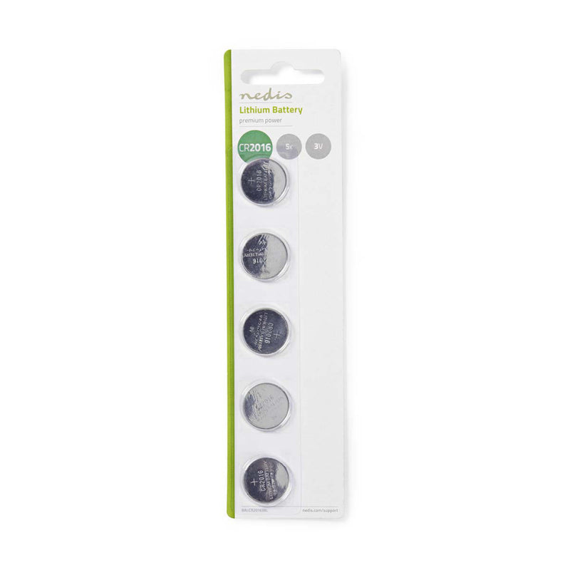 Nedis BALCR20165BL Lithium Knoopcel-batterij Cr2016 3 V 5 Stuks Blister