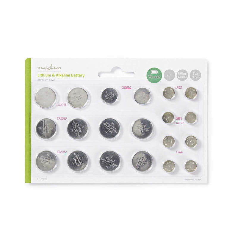 Nedis BALAK20BL Lithium Knoopcel-batterij, Multiverpakking Cr2025/cr 2016/cr1620/lr43/lr54/lr4 20 S