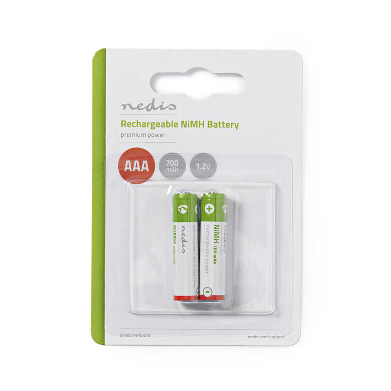 Nedis BANM7HR032B Oplaadbare Nimh Batterij Aaa 1,2 V 700 Mah 2 Stuks Blister