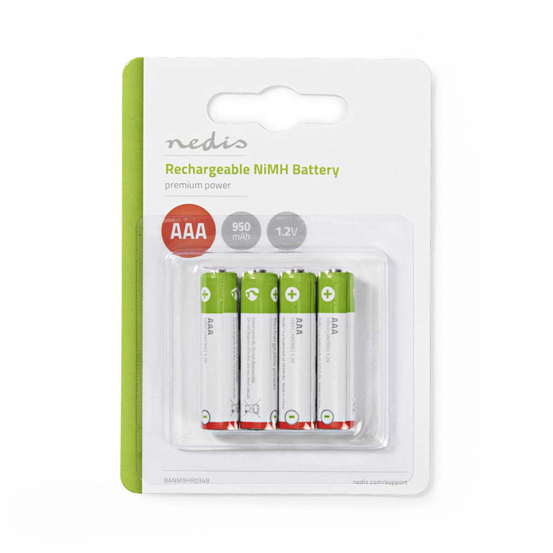 Nedis BANM9HR034B Oplaadbare Nimh Batterij Aaa 1,2 V 950 Mah 4 Stuks Blister