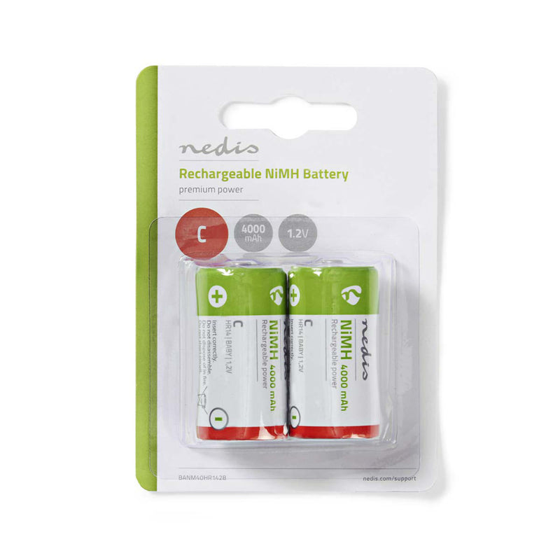 Nedis BANM40HR142B Oplaadbare Nimh Batterij C 1,2 V 4000 Mah 2 Stuks Blister