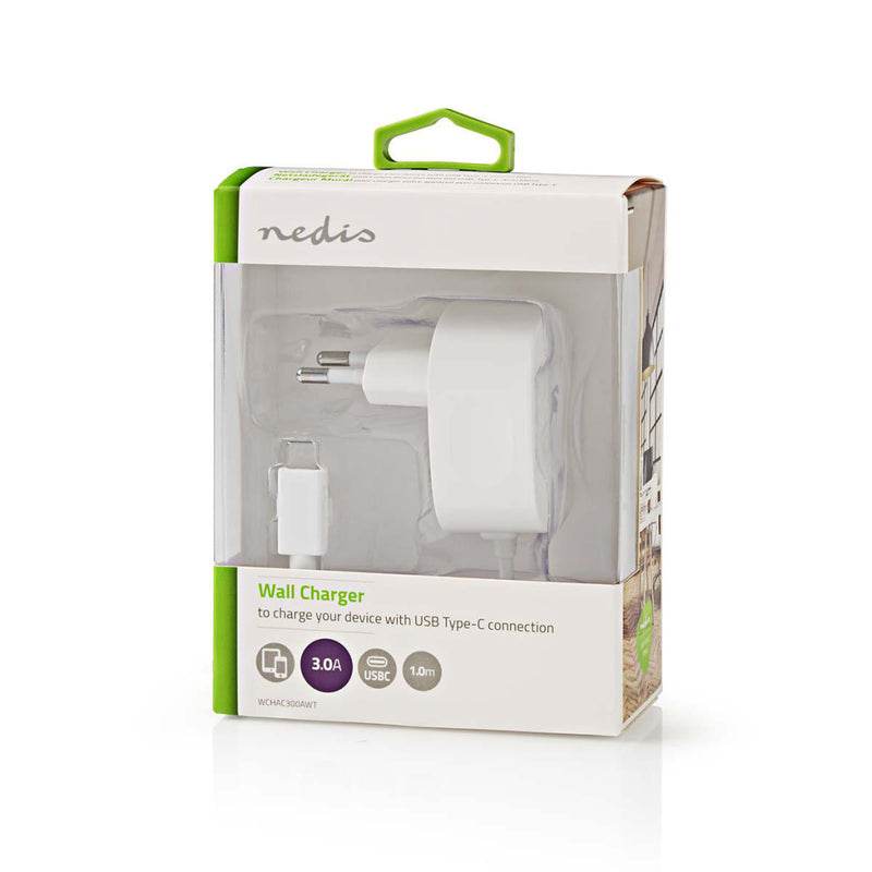 Nedis WCHAC300AWT Wandoplader 3,0 A Vaste Kabel Usb-c? Wit