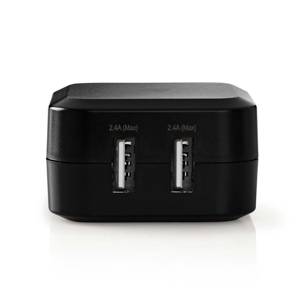 Nedis WCHAU484ABK Wandoplader 4,8 A 2 Uitgangen Usb-a Zwart