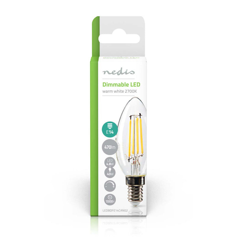 Nedis LEDBDFE14CAN02 Dimbare Retro Led-gloeilamp E14 Kaars 4,8 W 470 Lm