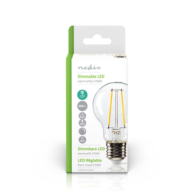 Nedis LEDBDFE27A601 Dimbare Retro Led-gloeilamp E27 A60 8,3 W 806 Lm