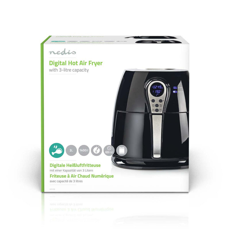 Nedis KAAF111EBK Digitale Heteluchtfriteuse 3 Liter 1400 W
