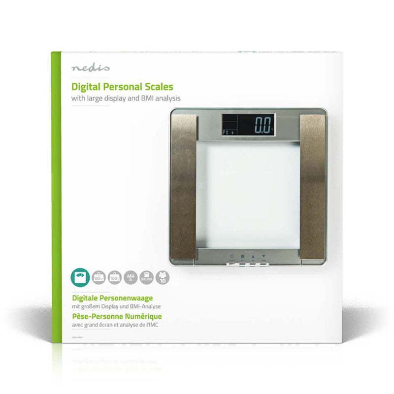Nedis PESC120DCT Body Mass Index (bmi) -weegschaal 10 Gebruikersprofielen Gehard Glas