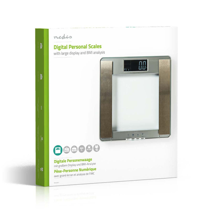 Nedis PESC120DCT Body Mass Index (bmi) -weegschaal 10 Gebruikersprofielen Gehard Glas