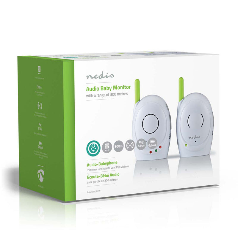 Nedis BAMO110AUWT Audio-babyfoon 2,4 Ghz Terugspreekfunctie