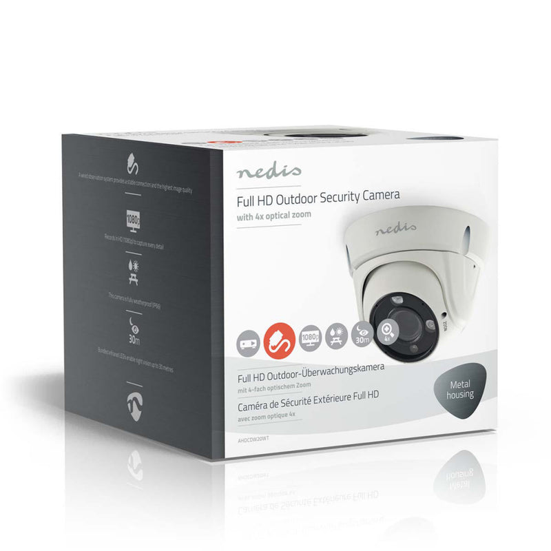 Nedis AHDCDW20WT Cctv-beveiligingscamera Dome Full Hd Voor Gebruik Met Analoge Hd-dvr