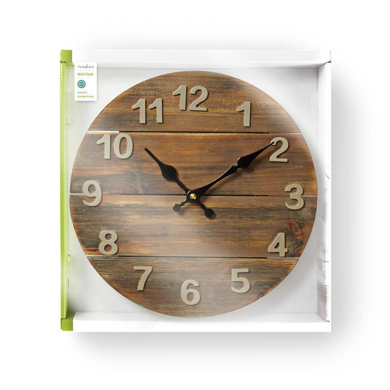 Nedis CLWA002WD30 Ronde Wandklok Diameter 30 Cm Hout