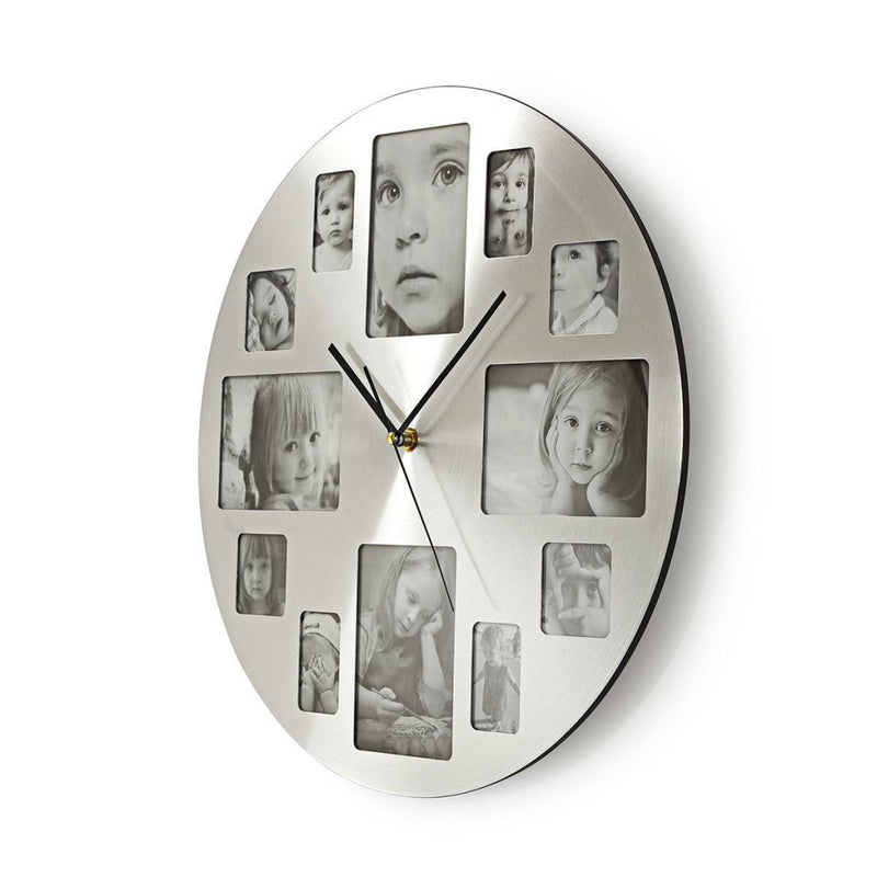 Nedis CLWA003PH40 Ronde Wandklok Diameter 40 Cm Fotolijst Zilver