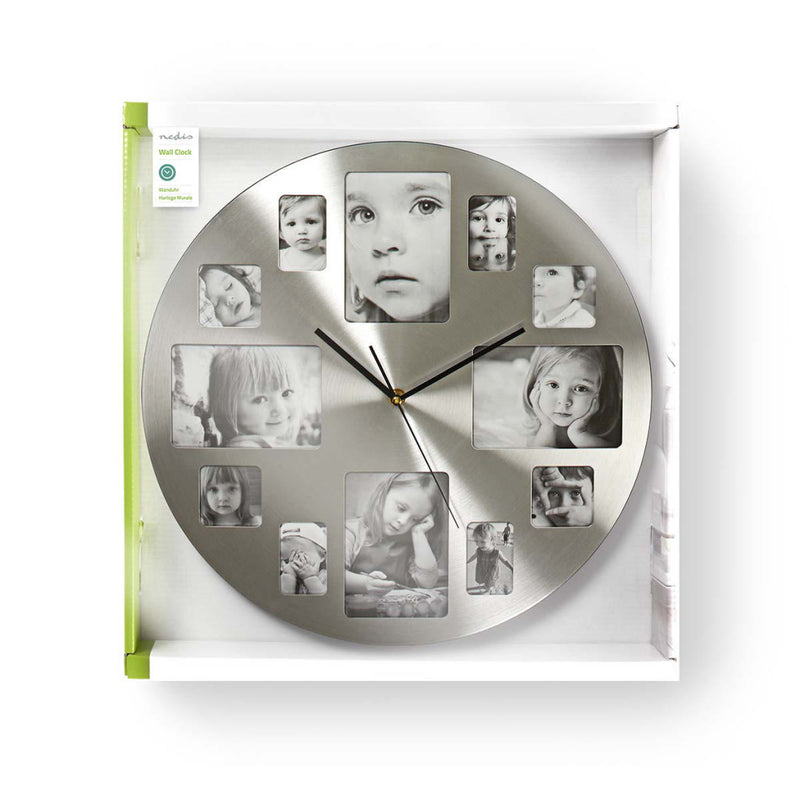 Nedis CLWA003PH40 Ronde Wandklok Diameter 40 Cm Fotolijst Zilver