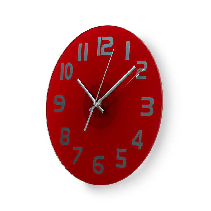 Nedis CLWA006GL30RD Ronde Wandklok Diameter 30 Cm Eenvoudig Te Lezen Cijfers Helder-rood