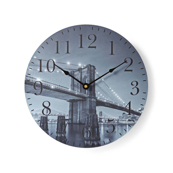 Nedis CLWA007WD30BB Ronde Wandklok Diameter 30 Cm Brooklyn Bridge-afbeelding
