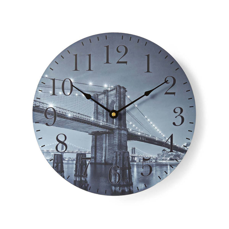 Nedis CLWA007WD30BB Ronde Wandklok Diameter 30 Cm Brooklyn Bridge-afbeelding