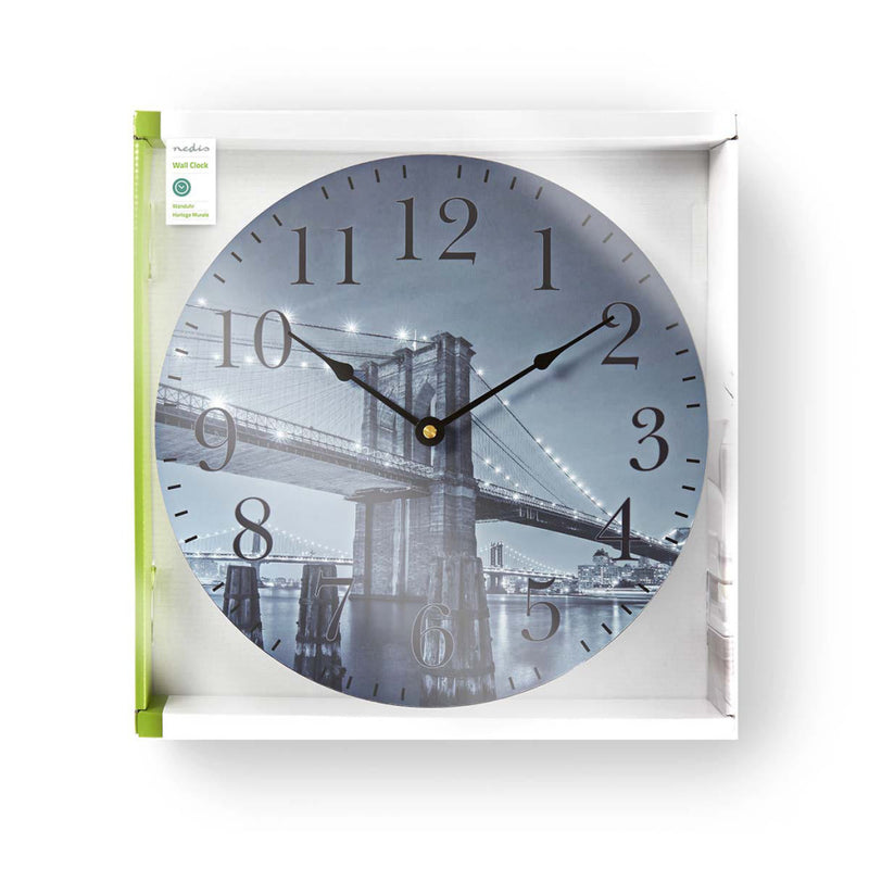Nedis CLWA007WD30BB Ronde Wandklok Diameter 30 Cm Brooklyn Bridge-afbeelding