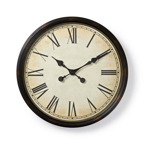 Nedis CLWA008WD50BK Ronde Wandklok Diameter 50 Cm Antieken Stijl Zwart