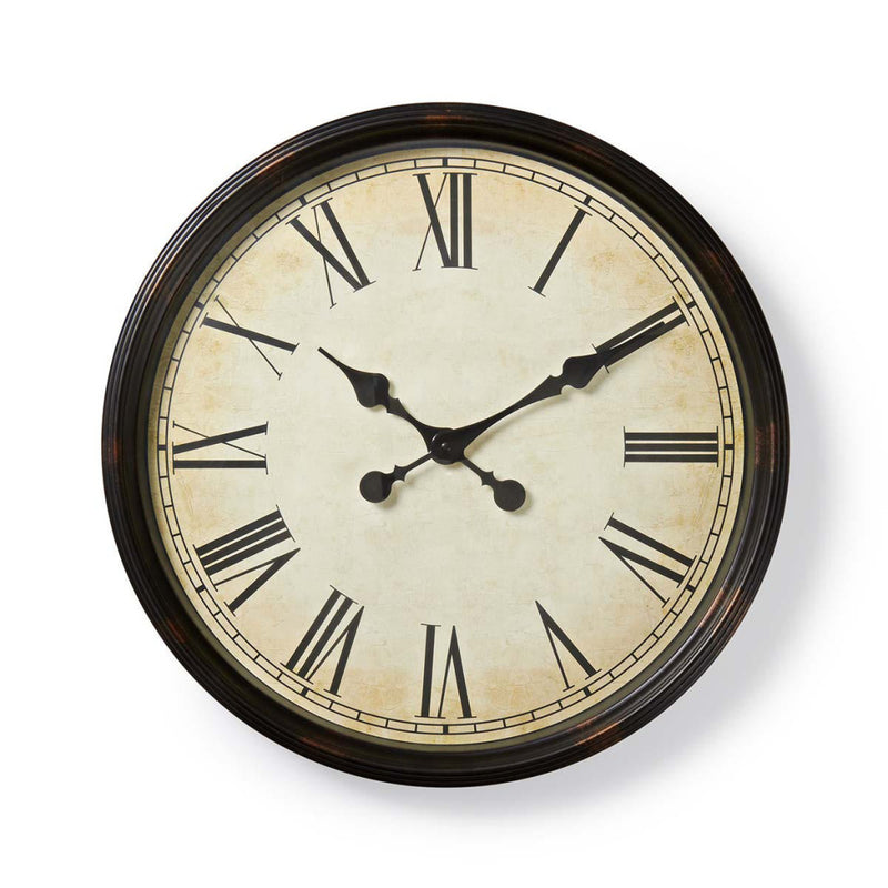 Nedis CLWA008WD50BK Ronde Wandklok Diameter 50 Cm Antieken Stijl Zwart
