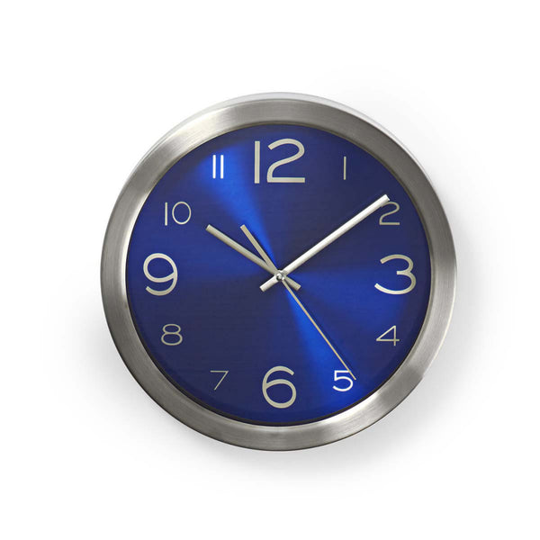 Nedis CLWA010MT30BU Ronde Wandklok Diameter 30 Cm Blauw & Roestvrijstaal