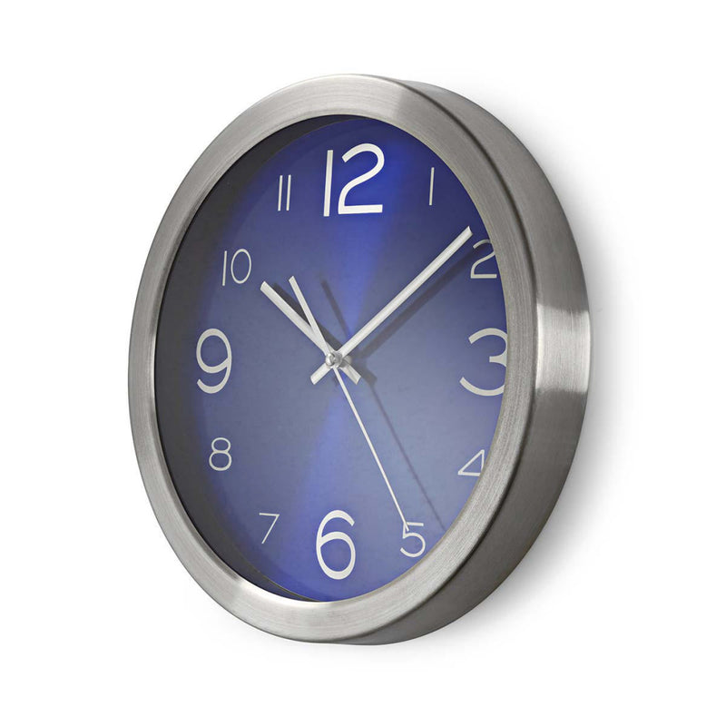Nedis CLWA010MT30BU Ronde Wandklok Diameter 30 Cm Blauw & Roestvrijstaal