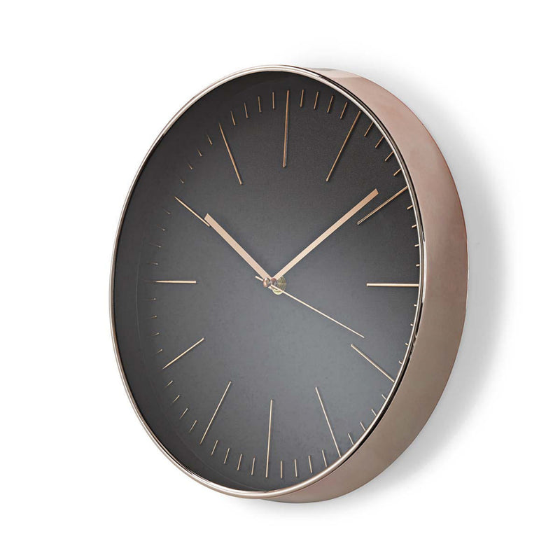 Nedis CLWA013PC30BK Ronde Wandklok Diameter 30 Cm Zwart & Roze-goud