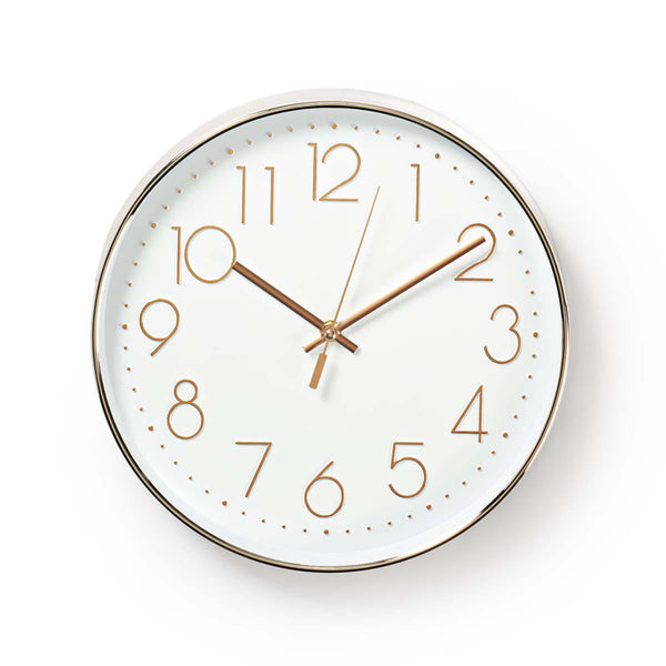 Nedis CLWA015PC30RE Ronde Wandklok Diameter 30 Cm Wit & Metallic
