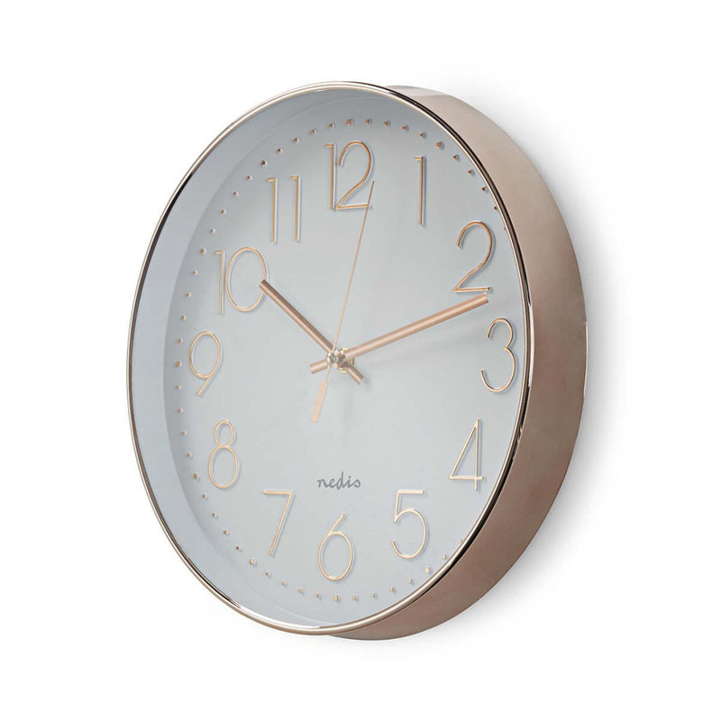 Nedis CLWA015PC30RE Ronde Wandklok Diameter 30 Cm Wit & Metallic