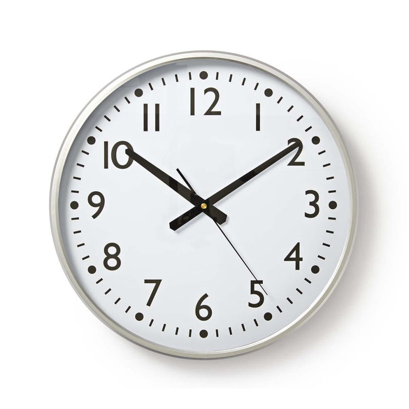 Nedis CLWA016PC38AL Ronde Wandklok 38 cm met Grote Cijfers Zwart/Wit