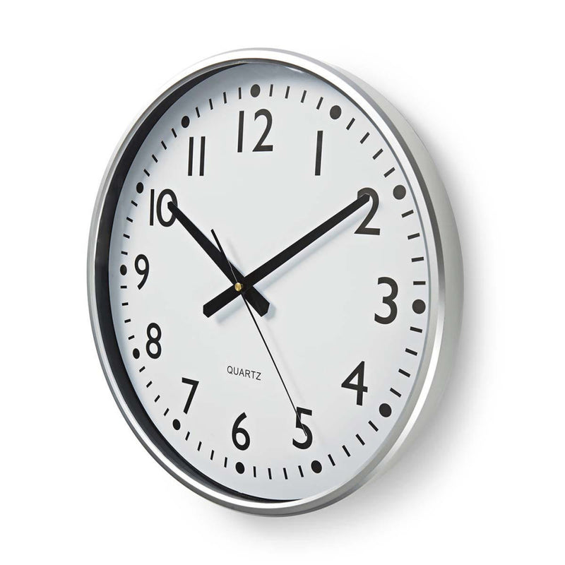 Nedis CLWA016PC38AL Ronde Wandklok 38 cm met Grote Cijfers Zwart/Wit