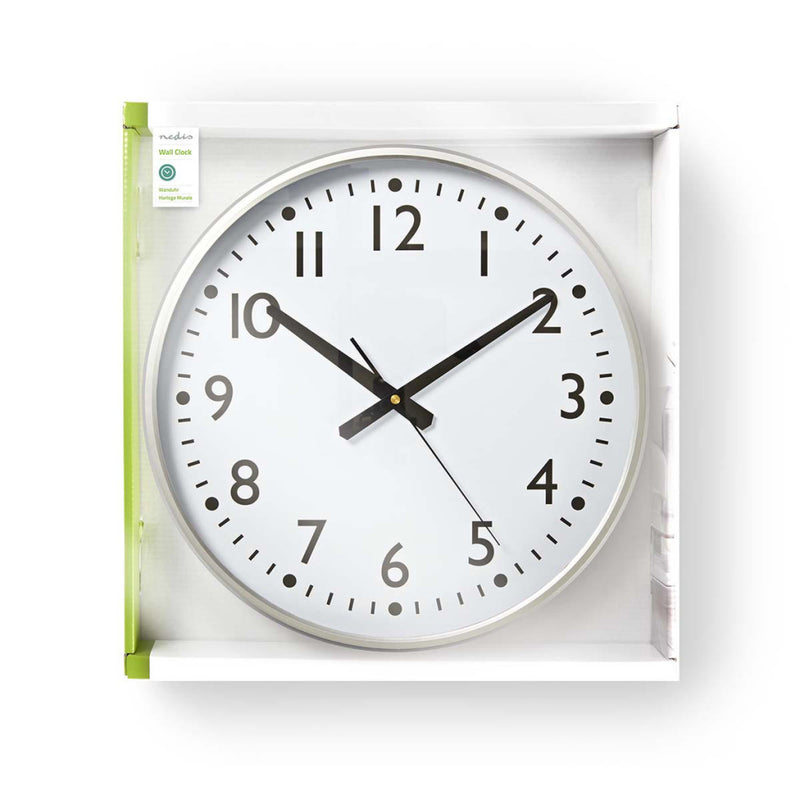 Nedis CLWA016PC38AL Ronde Wandklok 38 cm met Grote Cijfers Zwart/Wit