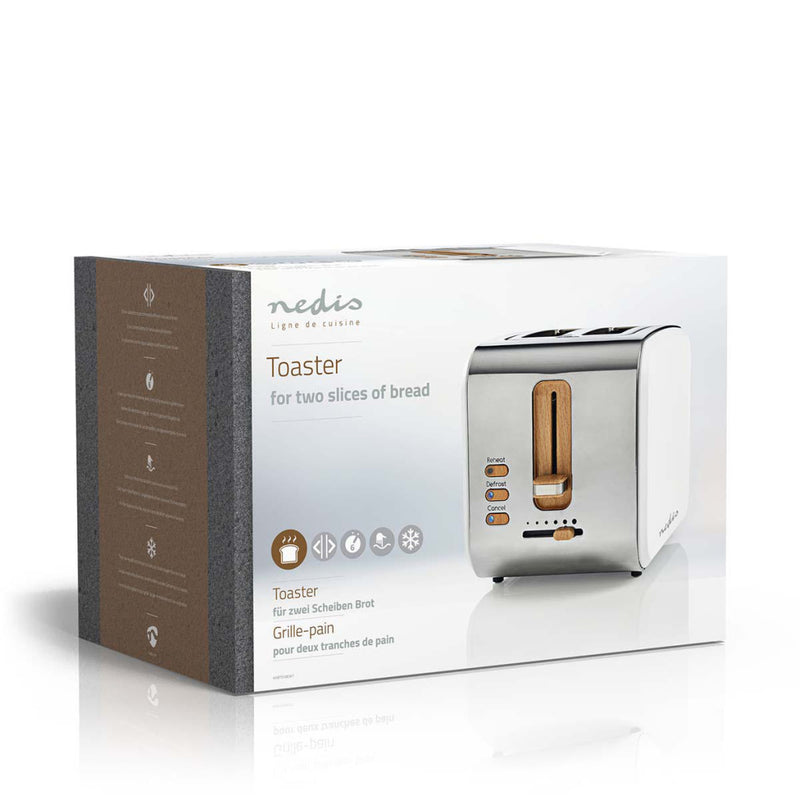 Nedis KABT510EWT Broodrooster 2 Brede Sleuven Soft-touch Wit