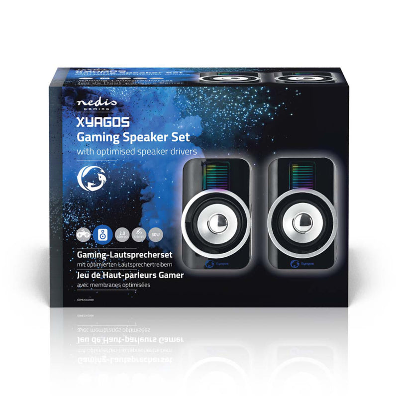Nedis GSPR20020BK Gaming-luidsprekers 2.0 Rgb Over Usb Gevoed 3,5 Mm Jack Rms 10w